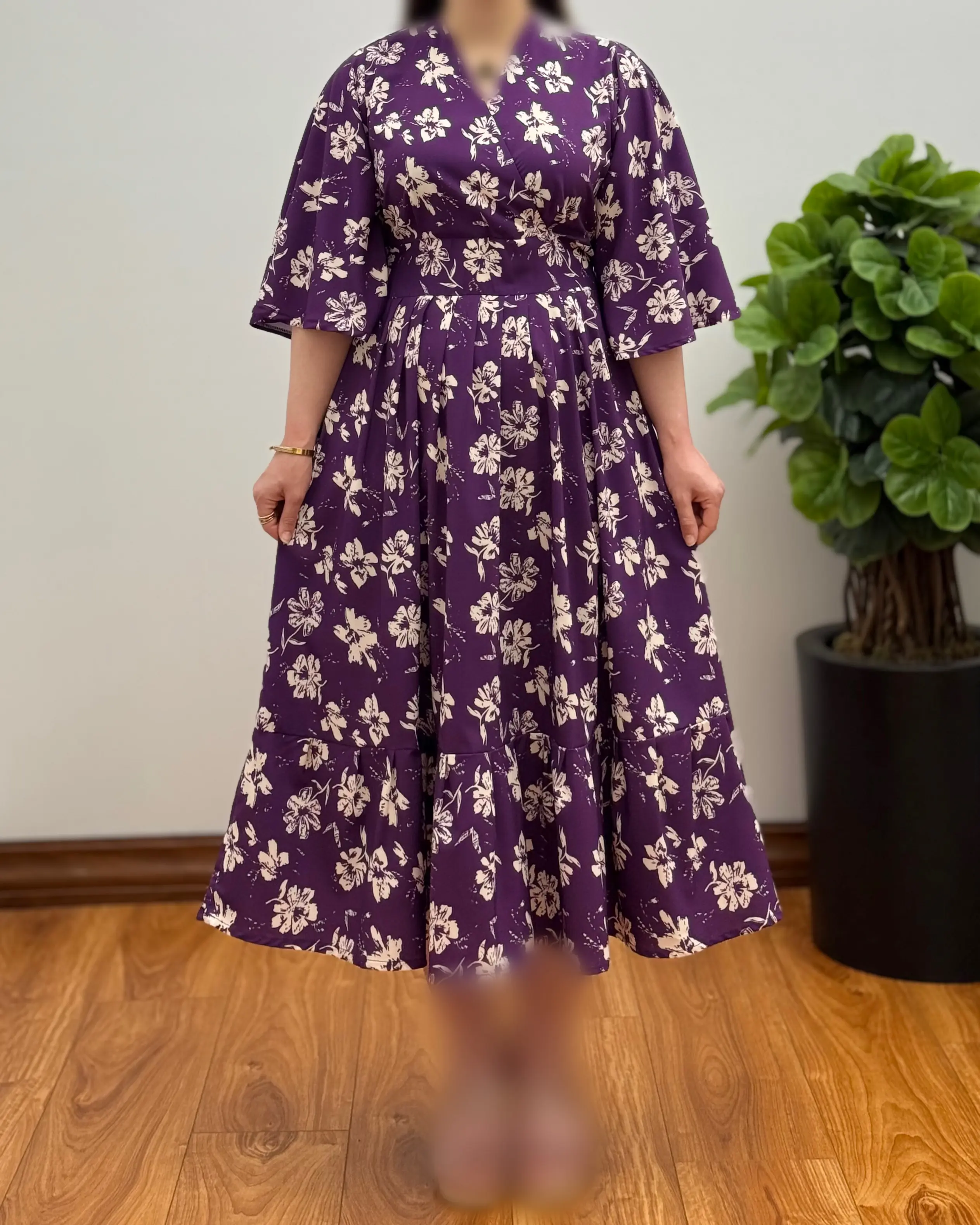 پیراهن دخترانه کرپ فلور آستین فیلی